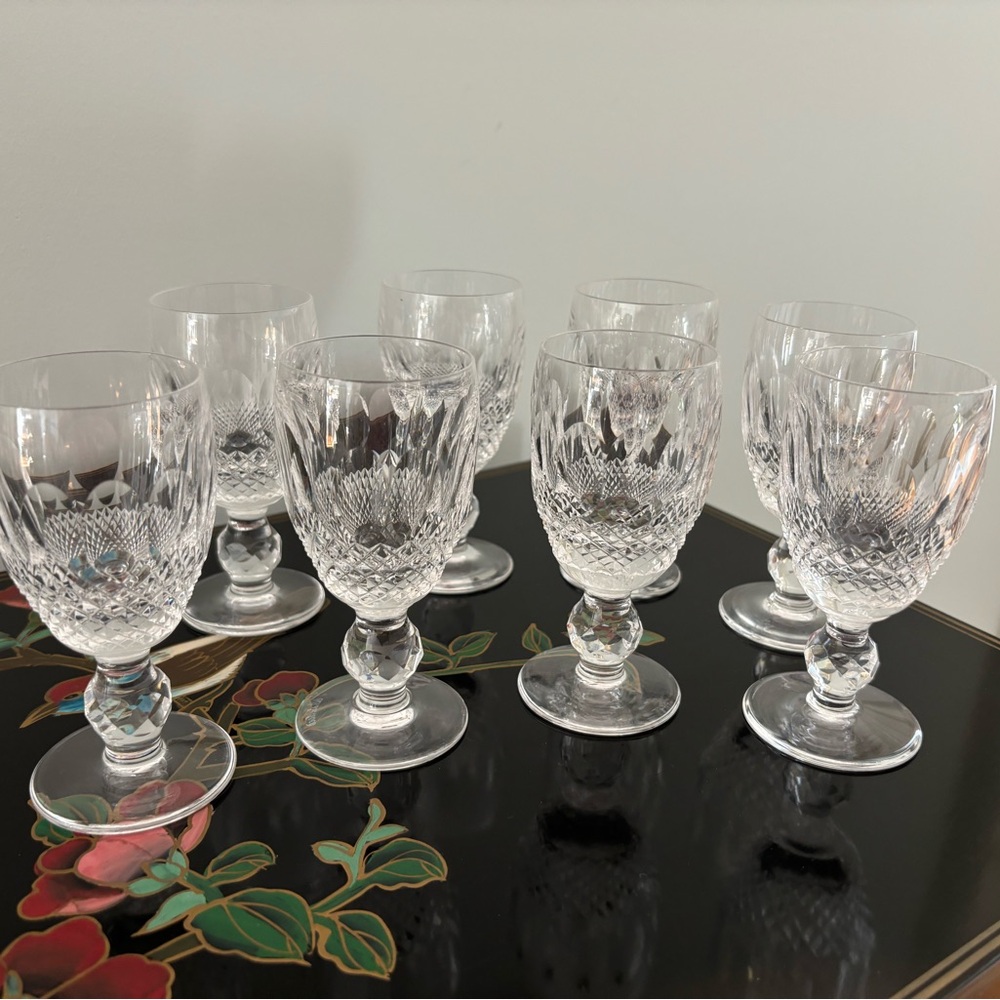 8 Vintage Gothic Waterford Crystal Cordial glasses Colleen pattern.